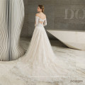 Vestidos De Novia Capped Floor Length Beaded Lace Applique Backless Wedding Gown